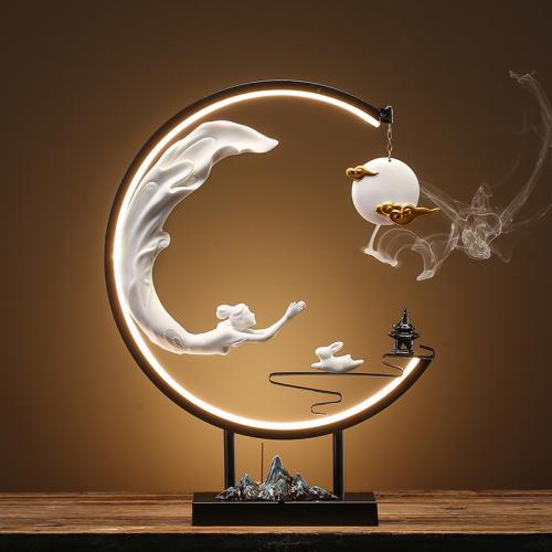 Ceramics & Iron Backflow Burner for home decoration & durable & with LED lights handmade PC