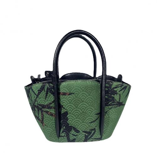 PU Leather & Silk Easy Matching Handbag bamboo green PC