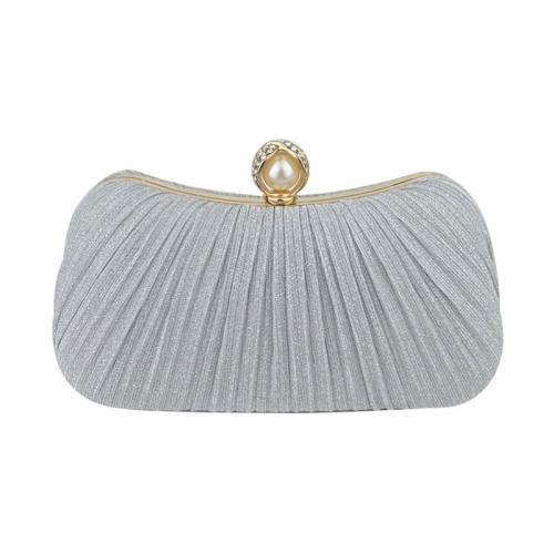 Metal & Polyester hard-surface Clutch Bag with rhinestone PC