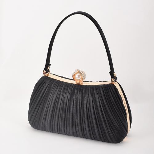 Polyester Pleat Clutch Bag with rhinestone PC