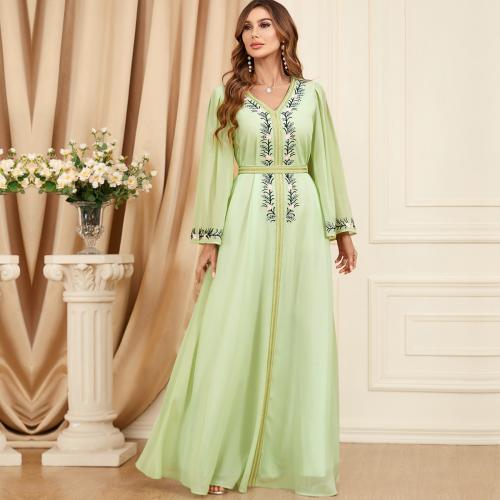 Chiffon Nahöstliche islamische Musilm Kleid, Bestickt, Solide, mehr Farben zur Auswahl,  Stück