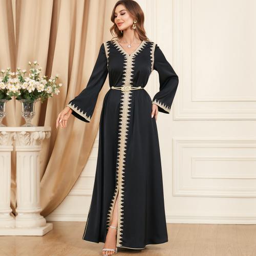 Polyester Waist-controlled & Soft & front slit Middle Eastern Islamic Muslim Dress Solid PC