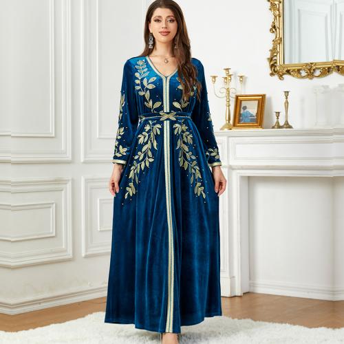Velveteen Nahöstliche islamische Musilm Kleid, Bestickt, Solide, mehr Farben zur Auswahl,  Stück