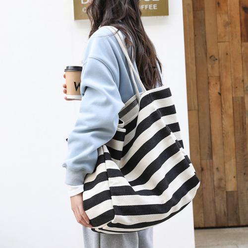 Canvas Easy Matching Shoulder Bag large capacity striped PC
