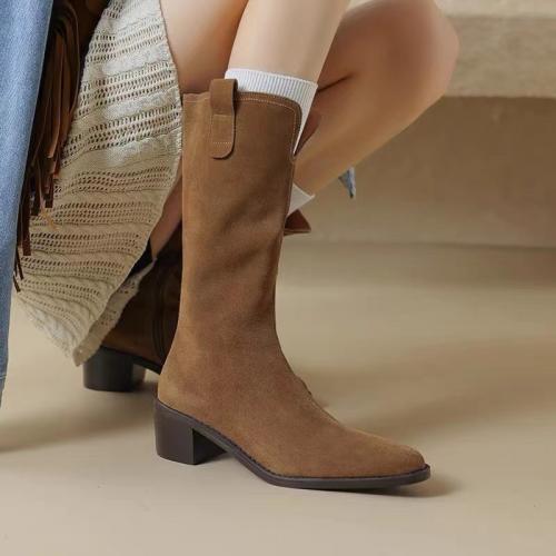 Suede chunky Boots & anti-skidding :4 Pair