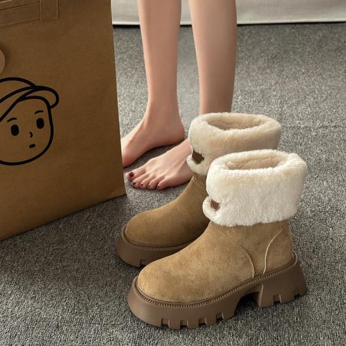 Suede chunky Boots fleece & anti-skidding Pair