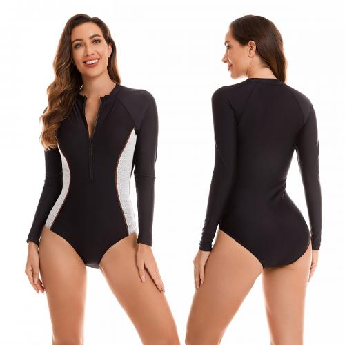 Polyester One-piece Swimsuit & skinny style black PC