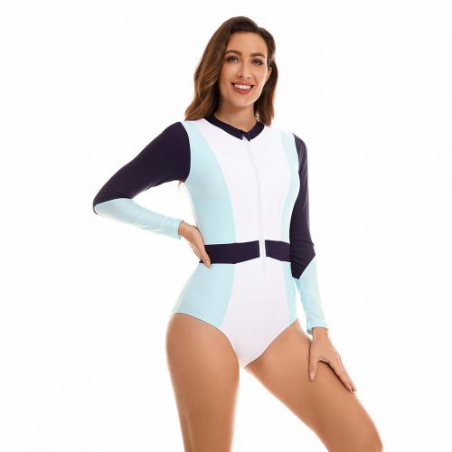 Polyester Quick Dry One-piece Swimsuit & skinny style light blue PC