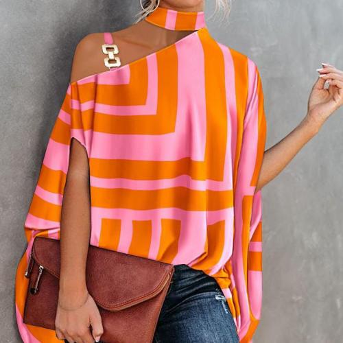 Polyester Vrouwen short sleeve blouses Afgedrukt verschillende kleur en patroon naar keuze stuk