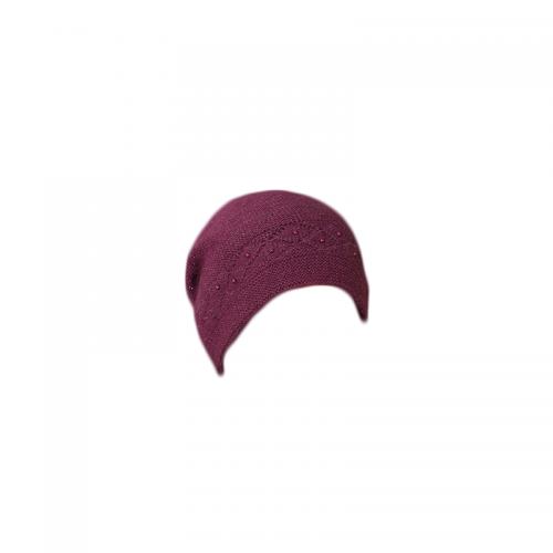 Rabbit Fur & Mixed Fabric Knitted Hat thermal Solid : PC