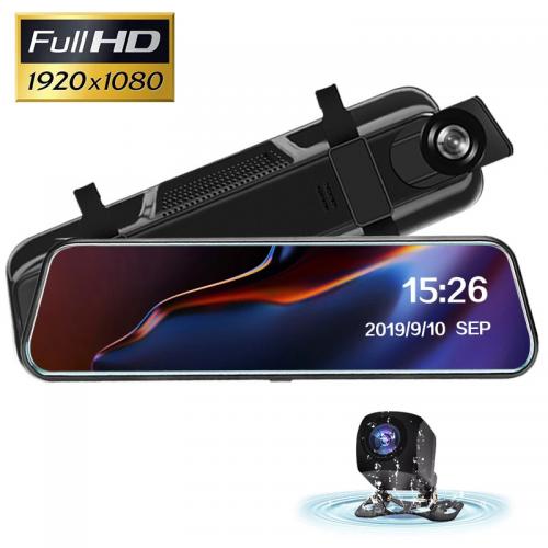 Plastic TF card available Rear View Mirror Recorder with USB interface black PC