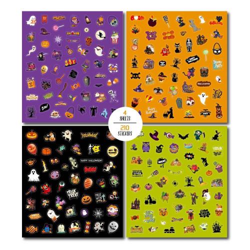 Pressure-Sensitive Adhesive & PVC Decorative Sticker Halloween Design & for home decoration & durable & waterproof mixed pattern mixed colors Set