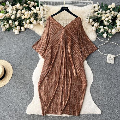 Polyester One-piece Dress slimming & deep V & loose Solid : PC