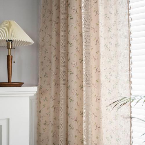 Polyester and Cotton shading Curtain printed shivering white PC