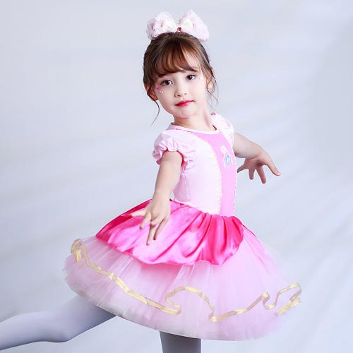 Polyester Ball Gown Children Dance Costume Cute pink PC