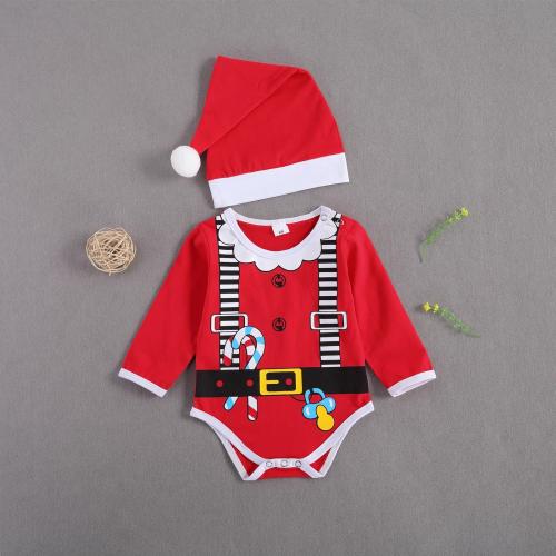 Polyester Children Christmas Costume Cute & christmas design & unisex printed red PC