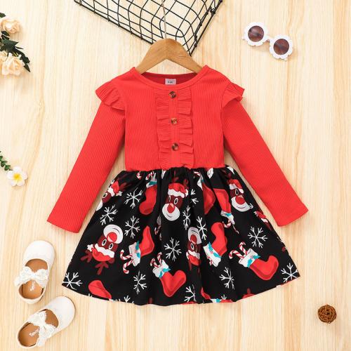 Polyester Children Christmas Costume Cute & christmas design printed PC