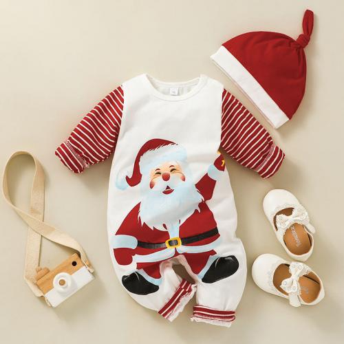 Polyester Children Christmas Costume Cute & christmas design Hat printed red and white PC