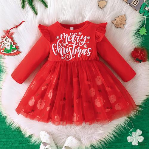 Polyester Children Christmas Costume Cute & christmas design printed letter PC
