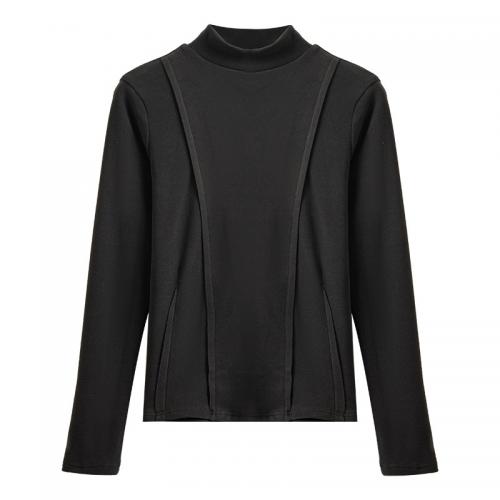 Cashmere Slim Women Long Sleeve T-shirt patchwork Solid PC
