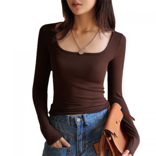 Modal Slim Women Long Sleeve T-shirt patchwork Solid PC