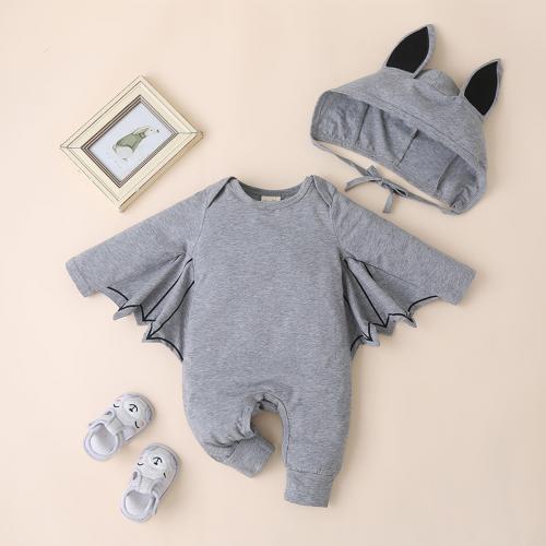 Cotton Crawling Baby Suit Cute & unisex Hat & teddy patchwork bat Set