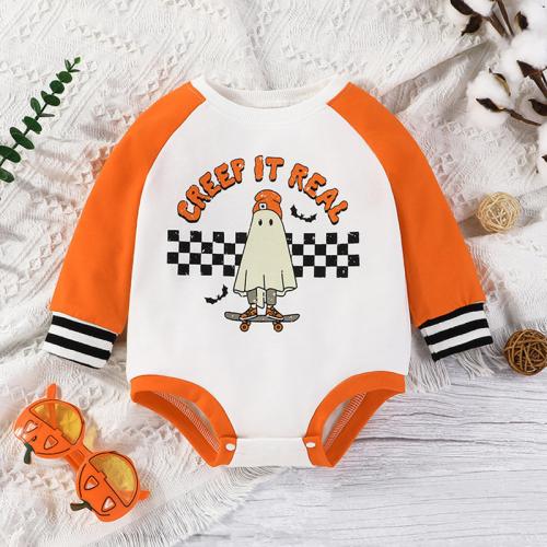 Polyester Crawling Baby Suit Cute & unisex printed orange PC