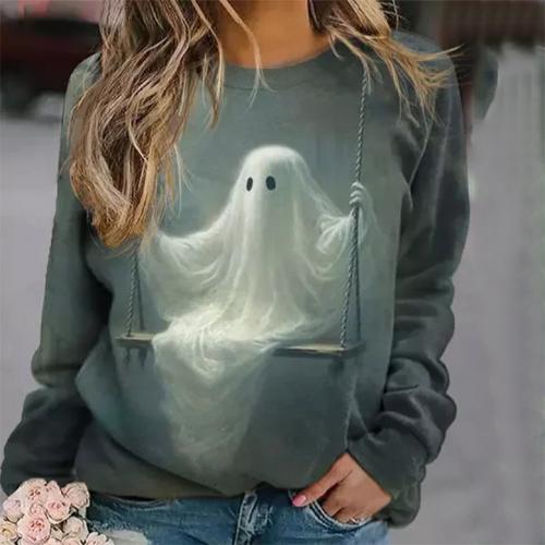 Polyester Women Sweatshirts Halloween Design printed PC