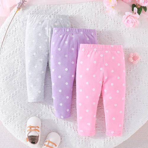 Polyester Baby Long Trousers printed dot mixed colors Lot