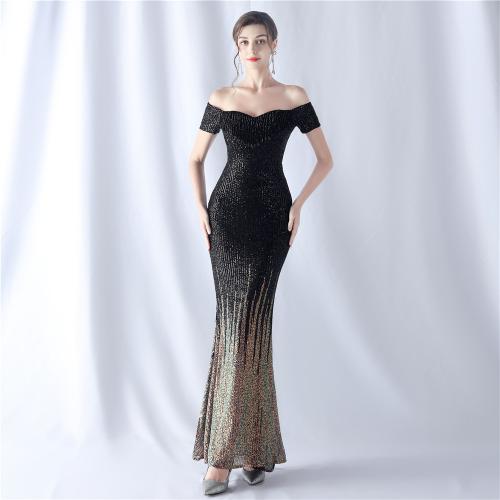 Sequin & Spandex & Polyester Off Shoulder & Slim Long Evening Dress PC