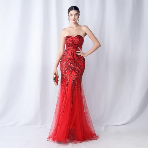 Sequin & Spandex & Polyester Slim Long Evening Dress & tube embroidered PC