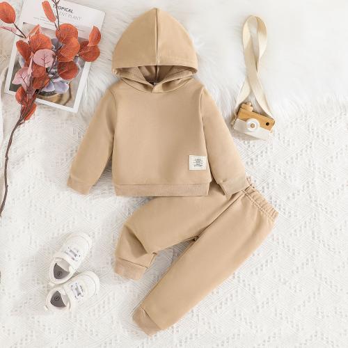 Polyester Baby kleding set Sweatshirt & Broek Kaki Instellen