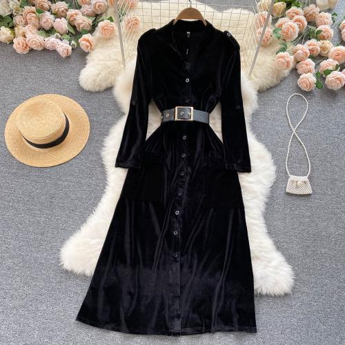 Gemischter Stoff Einteiliges Kleid, Schwarz,  Stück