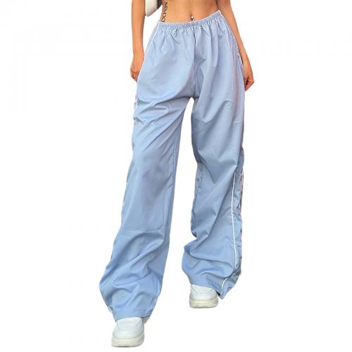 Polyester Women Long Trousers slimming & loose patchwork Solid PC