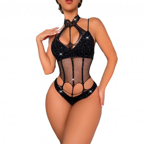 Polyamide Sexy Teddy backless & hollow patchwork black : PC