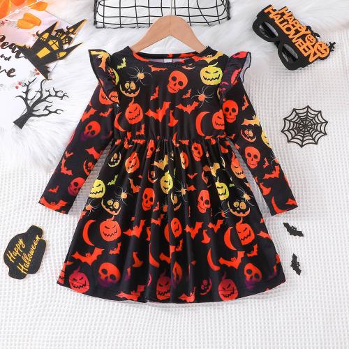 Polyester A-line Children Halloween Cosplay Costume Halloween Design printed mixed pattern mixed colors PC
