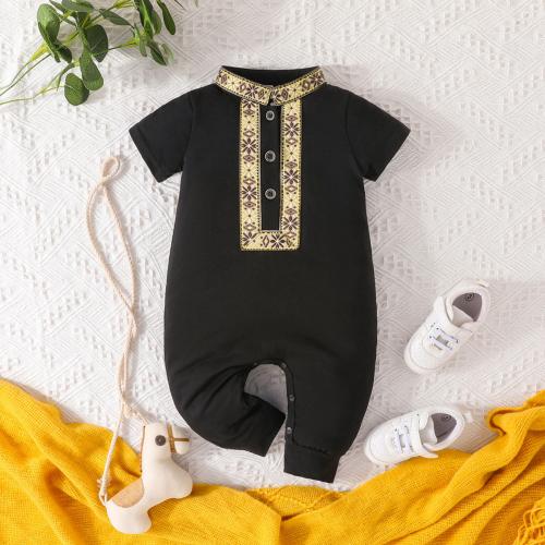 Polyester Crawling Baby Anzug, Gedruckt, Schwarz,  Stück