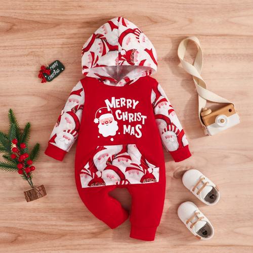 Polyester Christmas costume Crawling Baby Suit printed letter PC