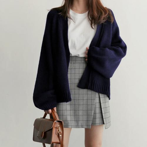 Polyester Women Cardigan loose knitted Solid : PC