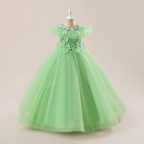 Viscose & Polyester Princess & Ball Gown Girl One-piece Dress green PC