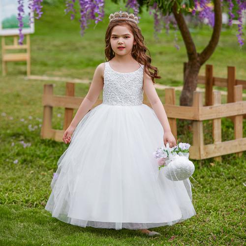 Viscose & Polyester Princess & Ball Gown Girl One-piece Dress PC