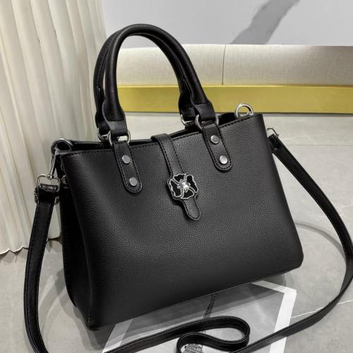PU Leather Concise Handbag large capacity & attached with hanging strap Solid PC