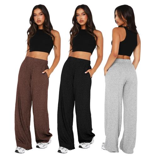 Polyester Straight Women Long Trousers slimming Solid PC