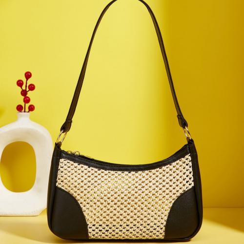Straw Patchwork Bag & Easy Matching Shoulder Bag hollow Solid PC