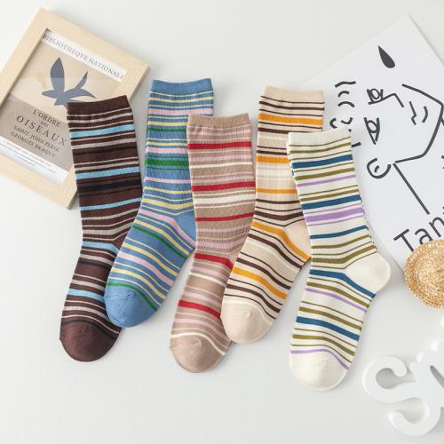 Cotton Women Sport Socks deodorant & breathable printed striped : Pair