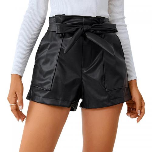 PU Leather Shorts lift the hip patchwork Solid PC