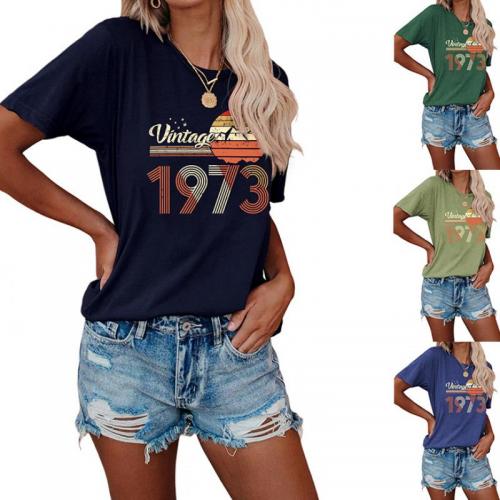 Coton T-shirts femmes à manches courtes Imprimé Solide plus de couleurs pour le choix pièce