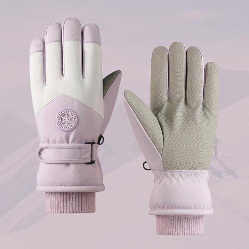PU Leather & Polyester Waterproof Skiing Gloves can touch screen & thermal : Pair