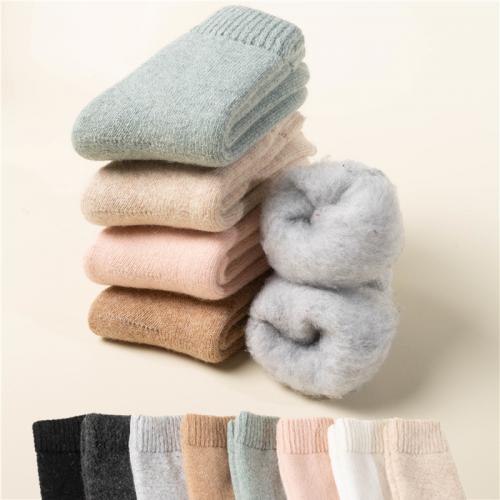 CVC Wool Unisex Knee Socks thermal Solid : Pair