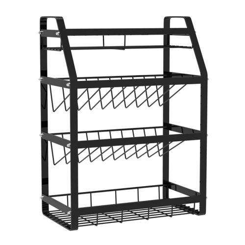 Carbon Steel four layers Kitchen Shelf for storage black PC